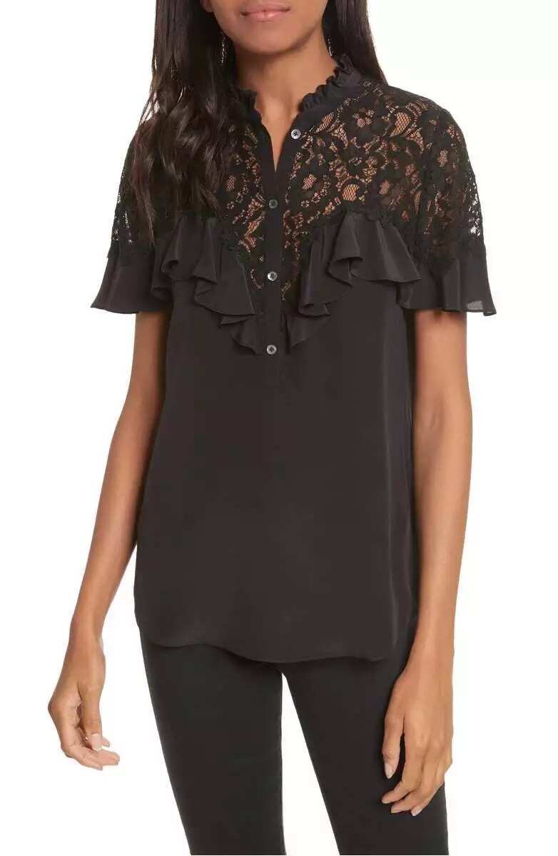Black blouse with cord lace