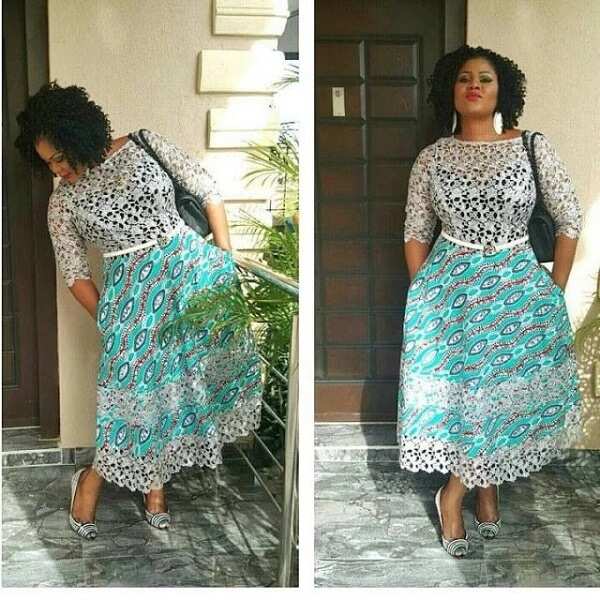 ankara combination with lace