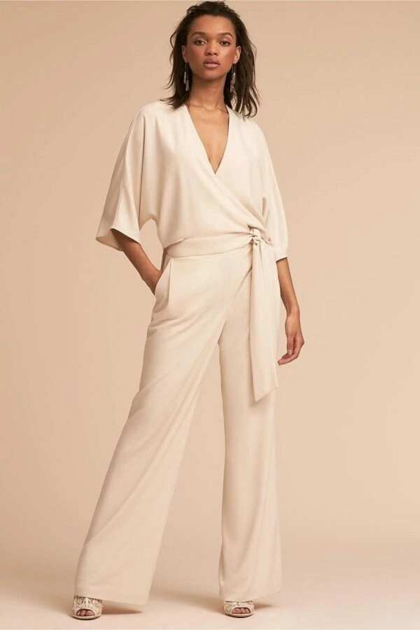 Cream festive jumpsuit