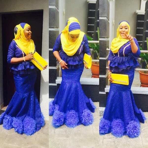 Yellow and blue Aso Ebi