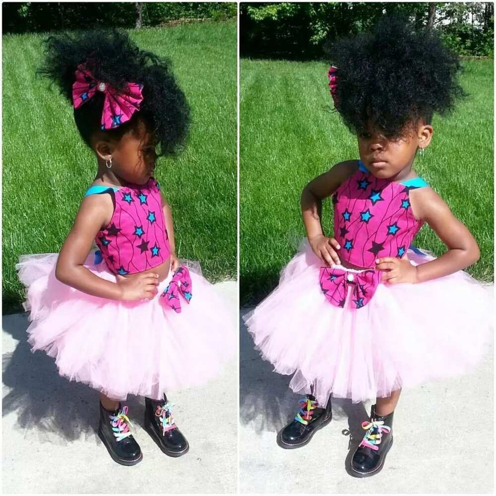 Ankara style with tutu tulle skirt for baby girl