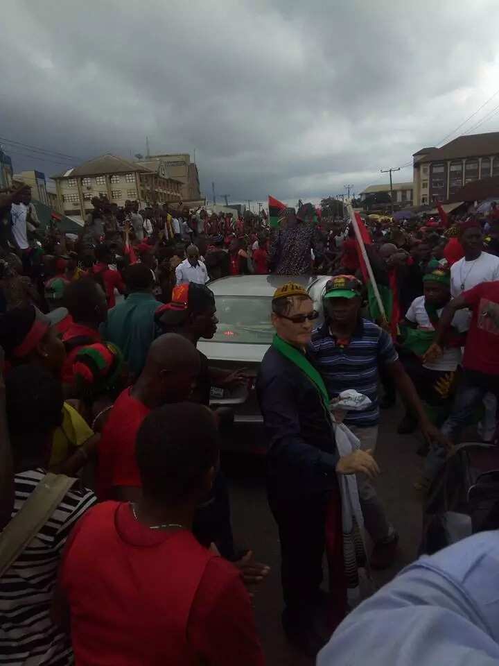 Kanu was seen in a large gathering despite commencement of process to have him rearrested. Photo credit: Prisca Abel
