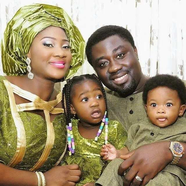 Mercy Johnson with husband and kids