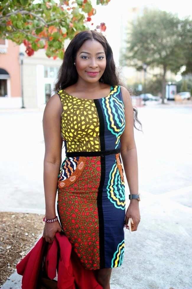 Ankara short pencil gown with red jacket