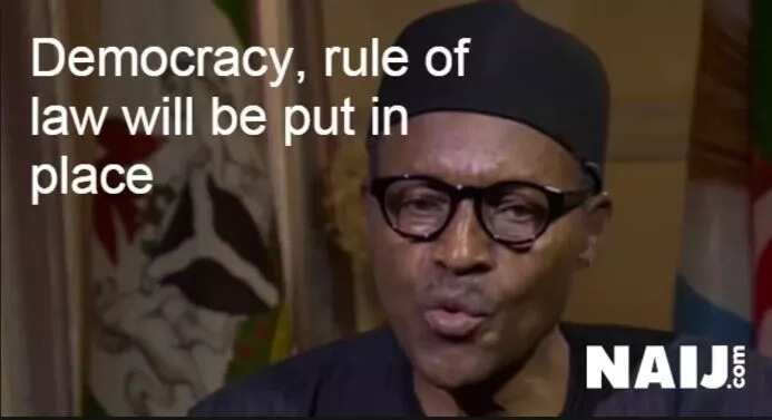 Buhari speaking on democracy