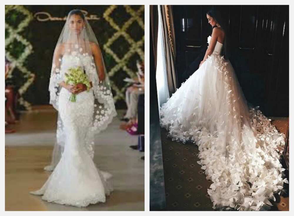 Wedding dress with 3D effect