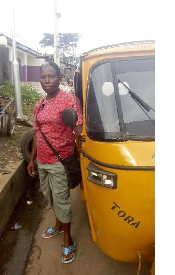 Meet hardworking widow in Abia who takes care of her family by driving Keke (photos)