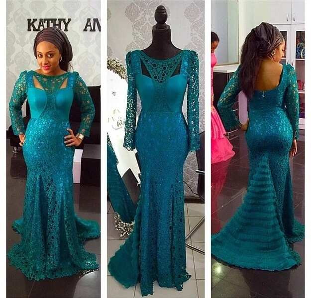 Long cord lace gown