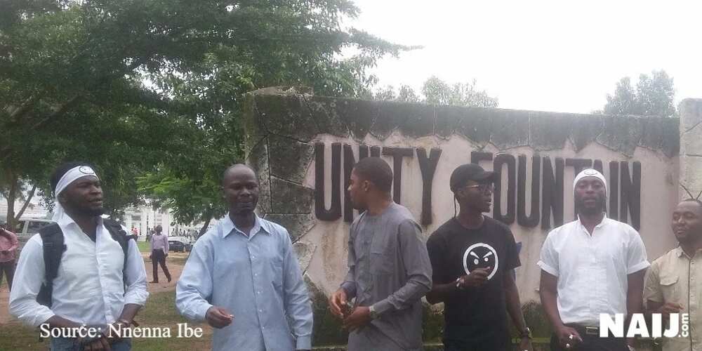 Another group, the Niger Delta Youths are currently staging a protest in Abuja. Photo credit: Nnenna Ibe Another group, the Niger Delta Youths are currently staging a protest in Abuja. Photo credit: Nnenna Ibe