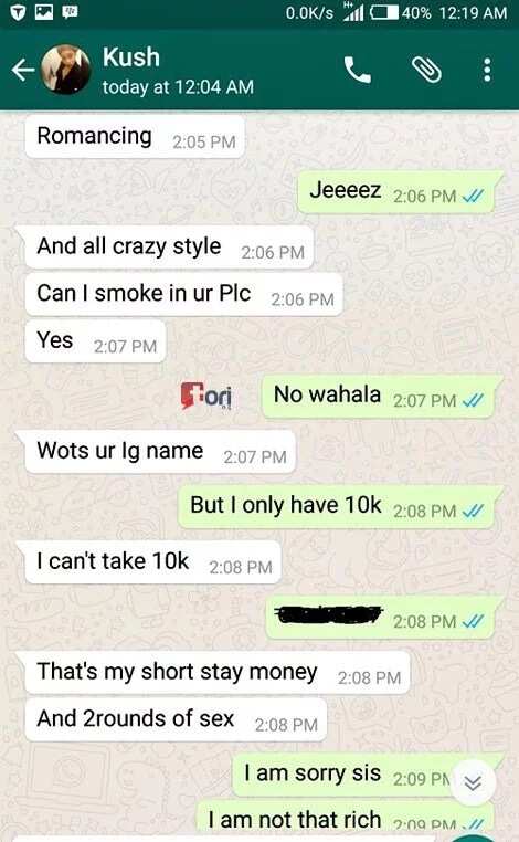 See this leaked conversation between a runs girl and a client