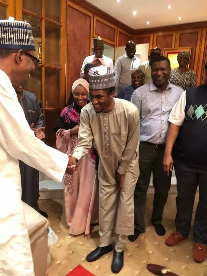 Yusuf Buhari pictured thanking the president after motorcycle accident