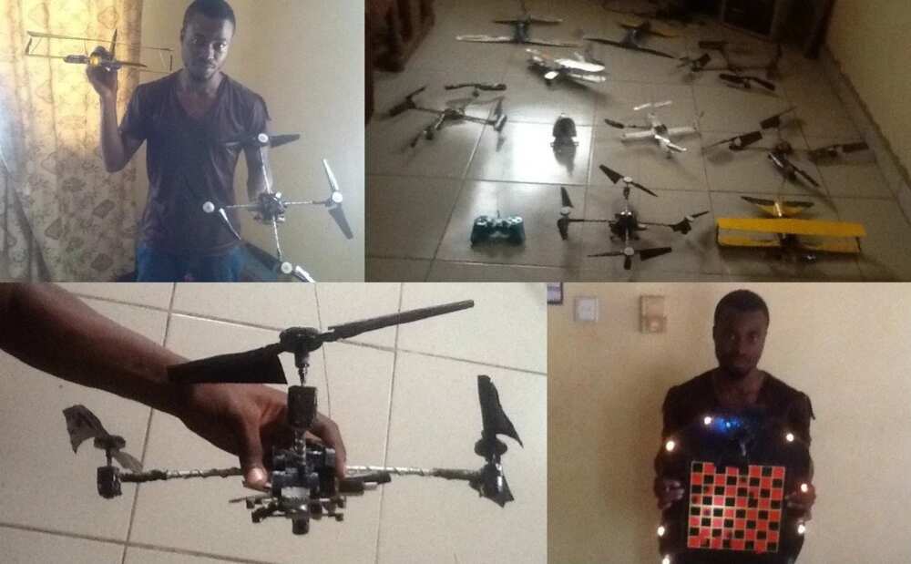 Amazing! Meet 22-year-old Nigerian who built Helicopter, flying drones