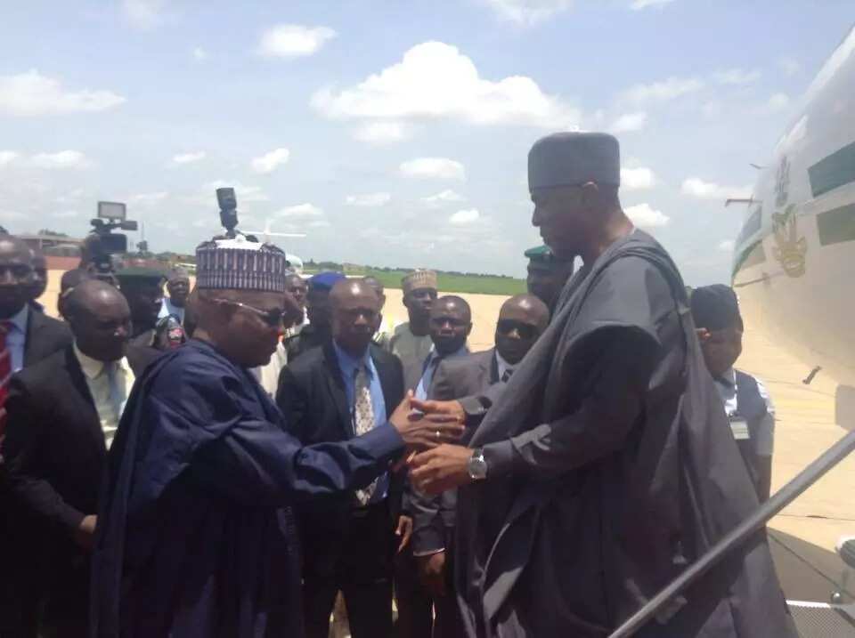 (Photos) Saraki, Senators Land Maiduguri