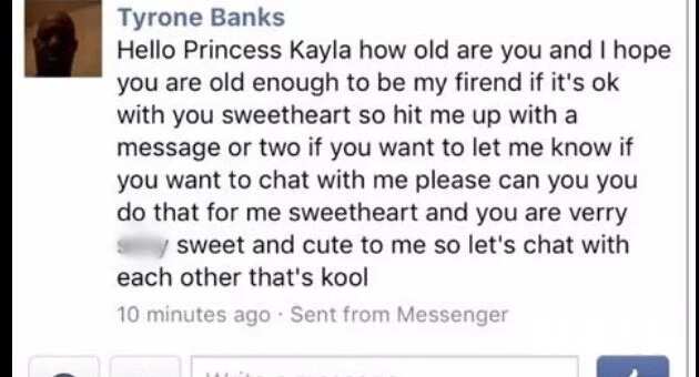See the shameful private message a 45-year-old man sent to a 10-year-old girl on Facebook