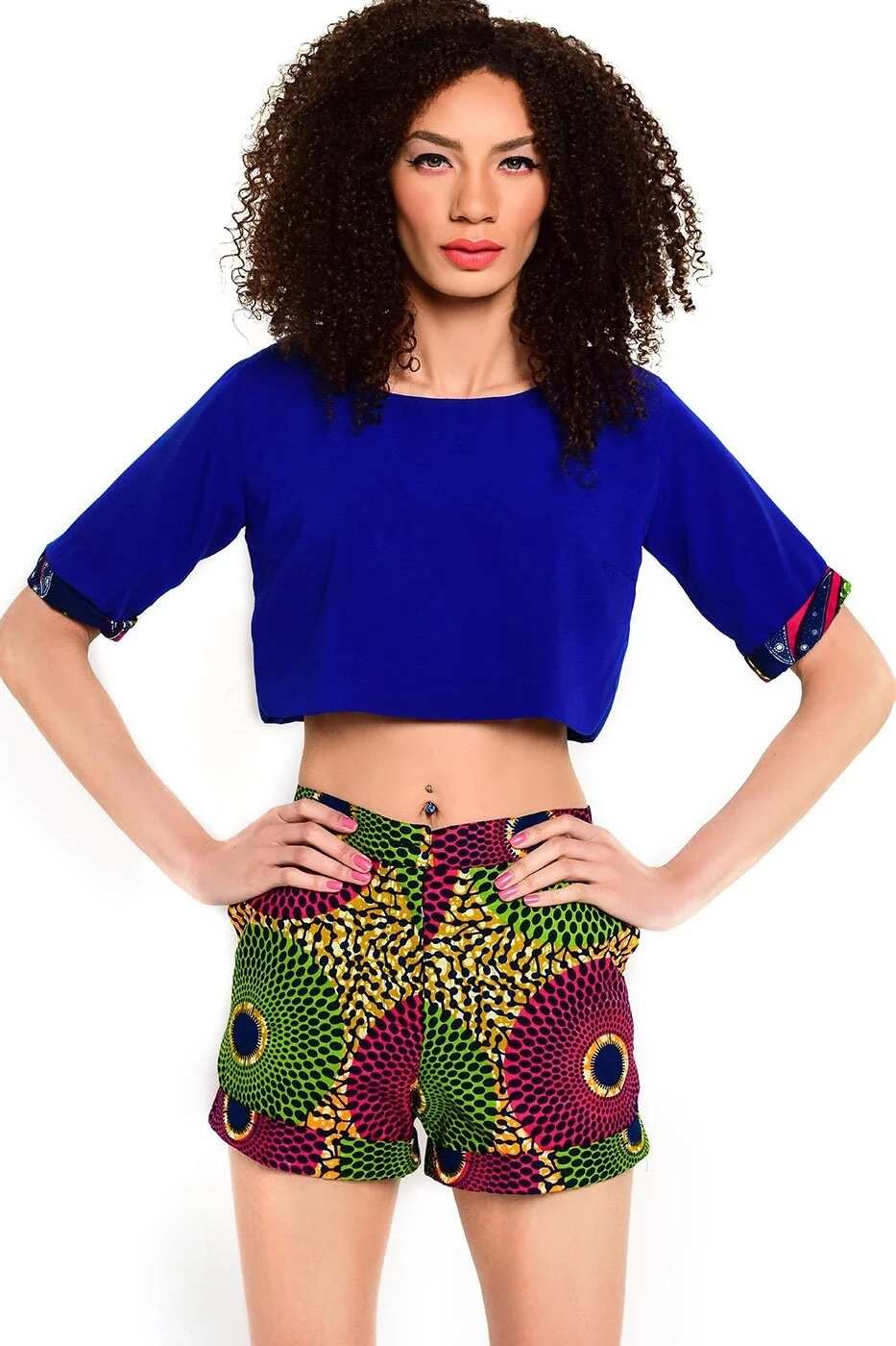 Crop top and shorts with Ankara