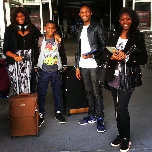 Omotola Jalade Ekeinde children in the airport