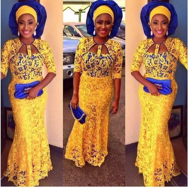 Yellow and blue Aso Ebi - Legit.ng