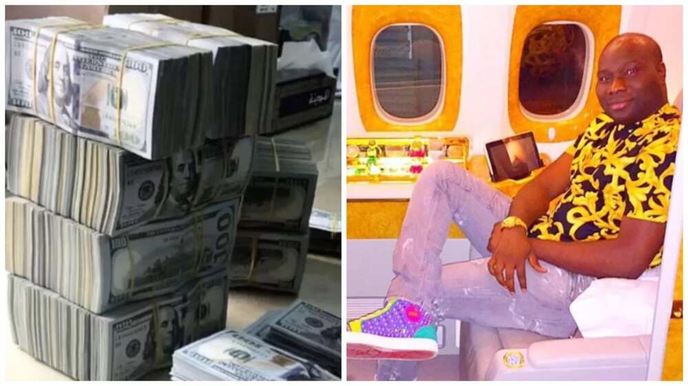 Lagos big boy and owner of Mompha Bureau De Change, Ismaila flaunts N480m cash on Instagram (photo/video)