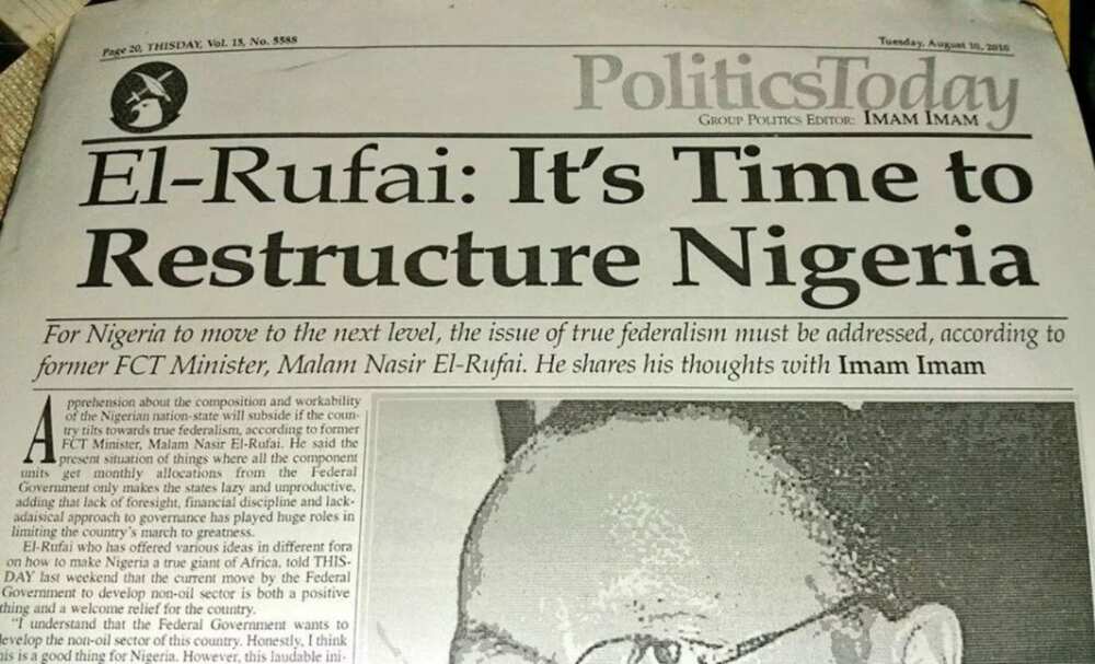 FACT CHECK: El-Rufai says those calling for restructuring are opportunists but 7 years ago, he was one of them (see proof)