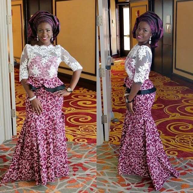 ankara mixed with lace gown styles