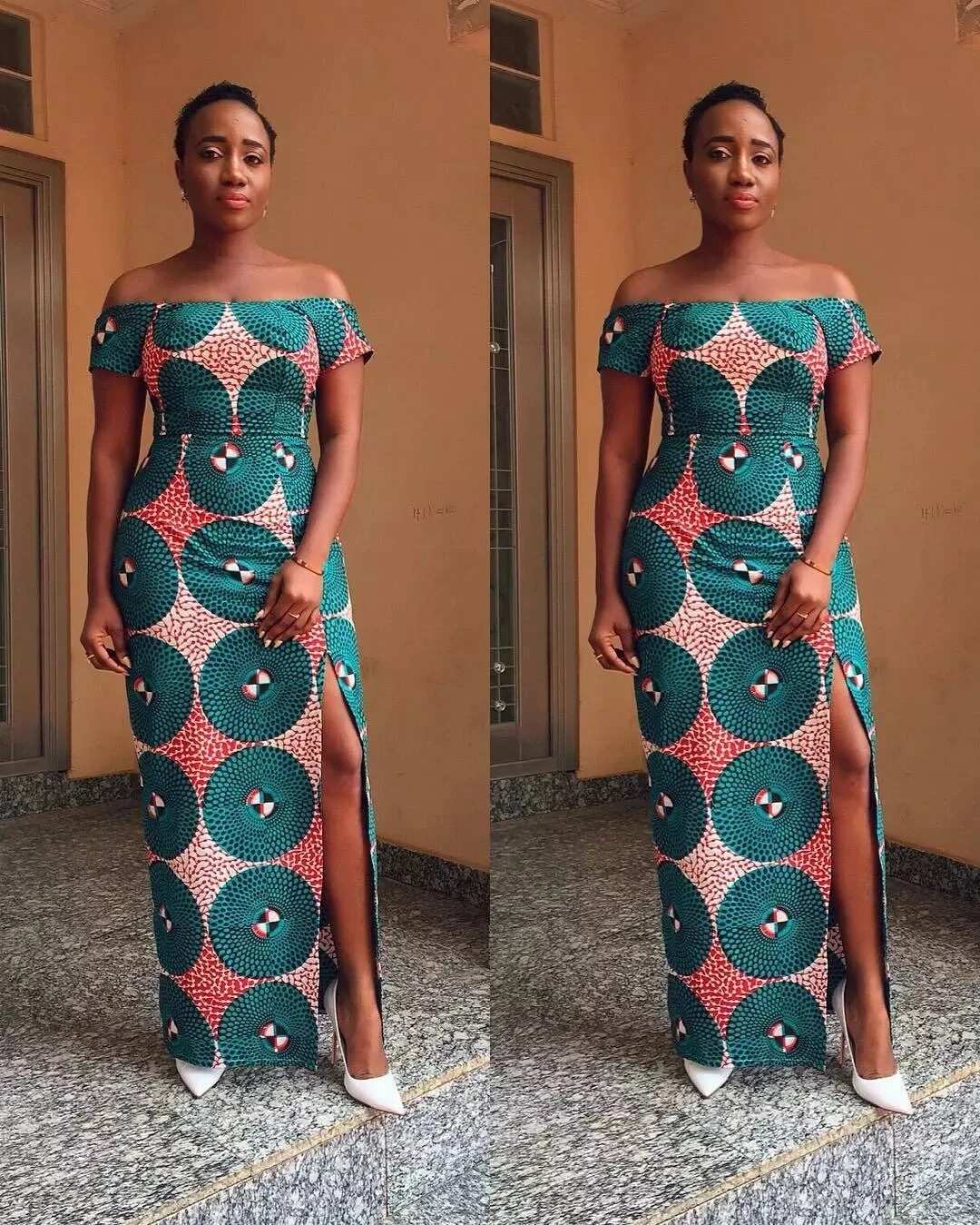 ankara cold shoulder gowns