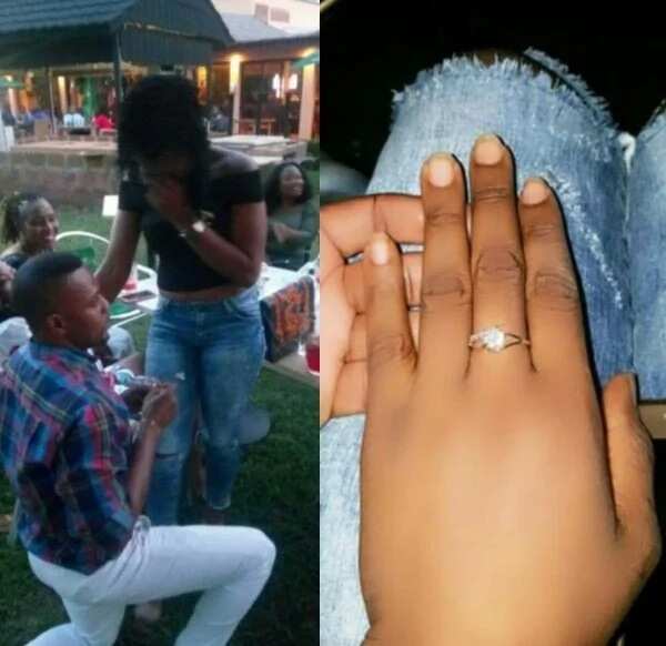 Nigerian man proposes to his girlfriend at a bar (photos)
