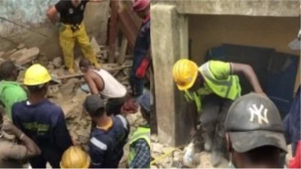Two dead as a storey-building collapses in Lagos (photos)