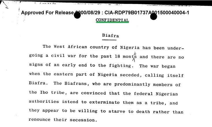 Secret CIA files revealed 4 African countries who aided Biafra