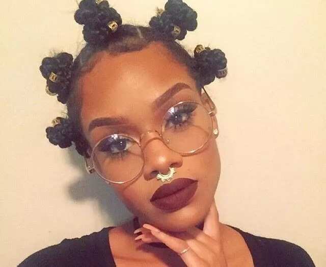 Box braid Bantu knots