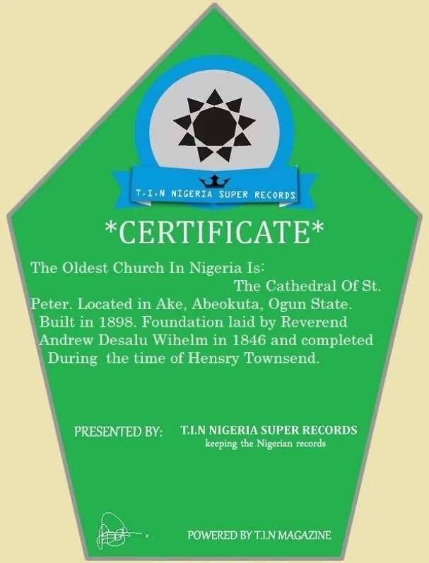Certificate first church in Nigeria