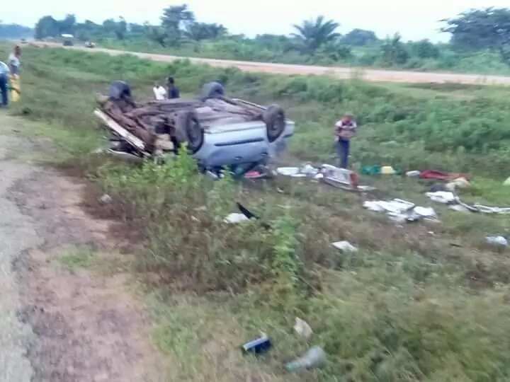 Reverend father, 4 others, survive after car somersaulted 3 times