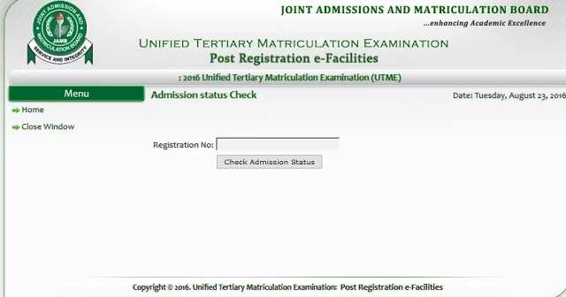 Check admission status