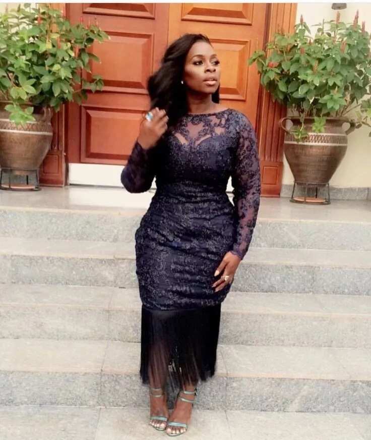 Nigerian French lace midi dress