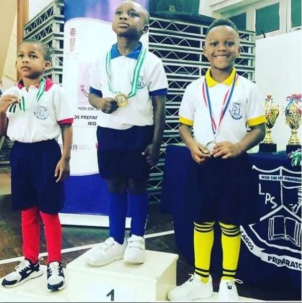 Rudeboy Psquare and son, Andre wins big At Andre's inter-house sports.