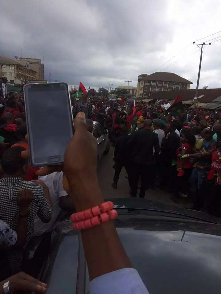 As usual, Nnamdi Kanu attracted many supporters. Photo credit: Prisca Abel