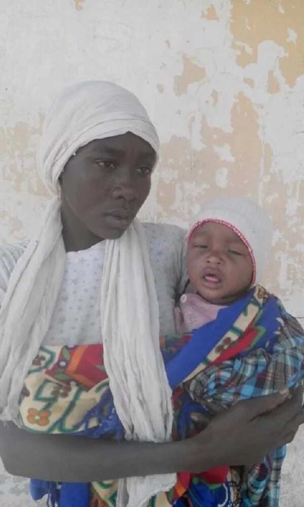 Nigerian Army rescues another Chibok girl Rakiya Abubkar with her baby near Sambisa.