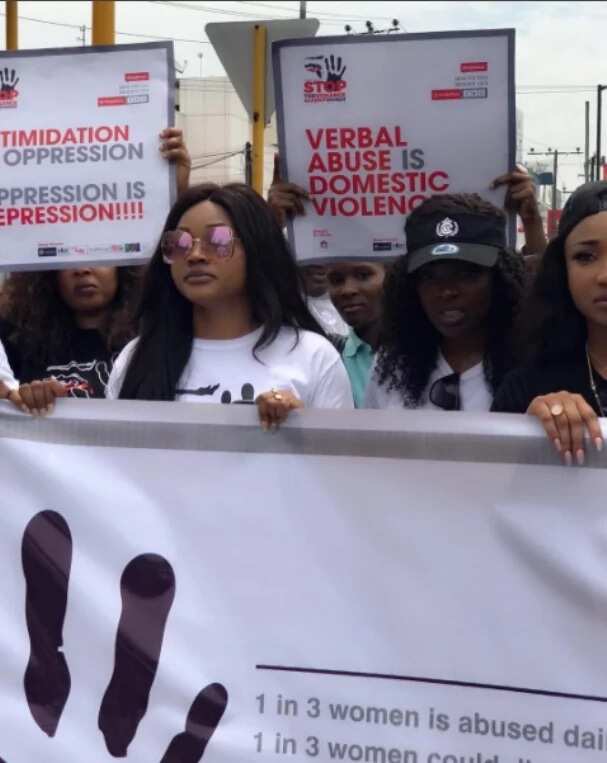 Tonto Dikeh, Mercy Aigbe and Ooni of Ife’s wife campaign against domestic violence (photos)