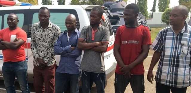 Out of the six men paraded by the police is administrator of Ijumu local government and his police orderly.