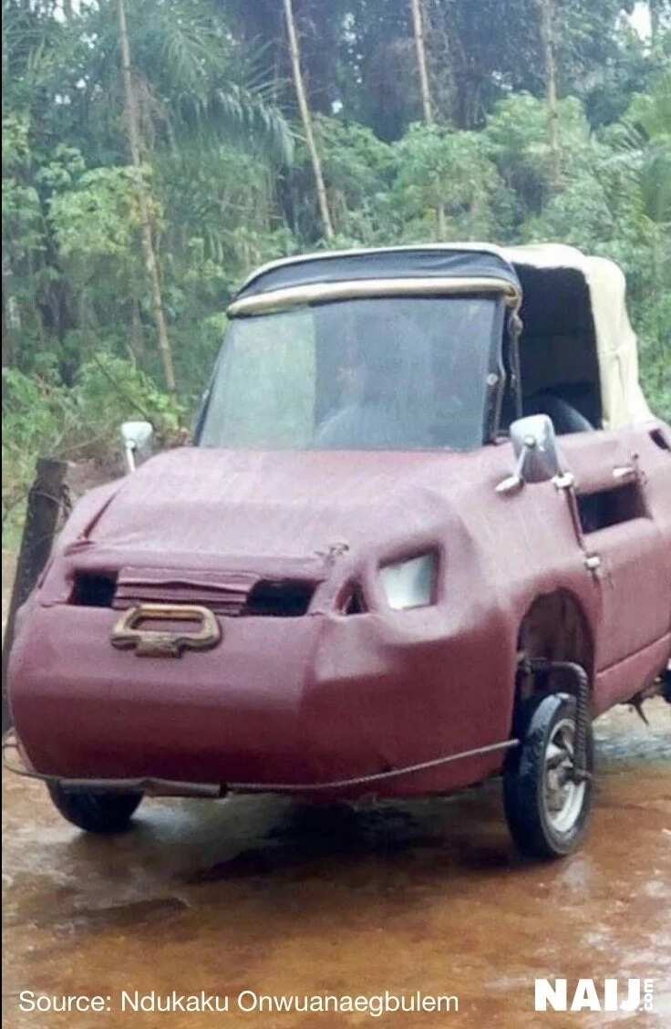 Imo-based man constructs car that runs with motorcycle engine and uses fuel