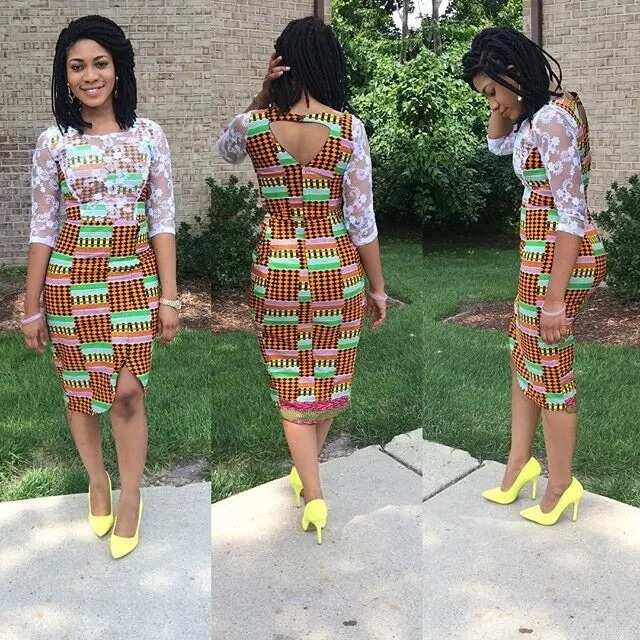 Ankara midi case dress with lace