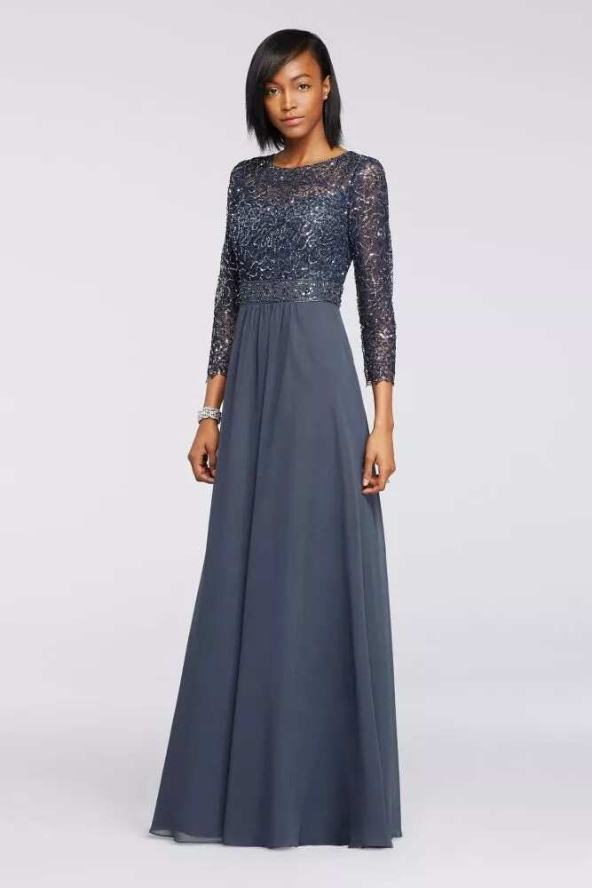 Chiffon and lace festive gown