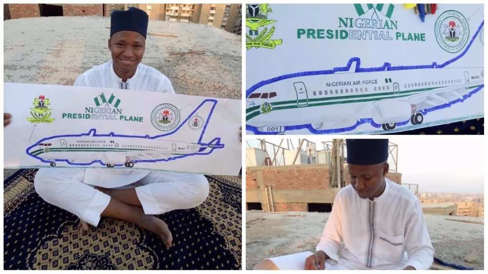 Wani dan Nijeriya ya zana wata hoton jirgi dan nuna murnarsa na dawowar Shugaban kasa Wani dan Nijeriya ya zana wata hoton jirgi dan nuna murnarsa na dawowar Shugaban kasa