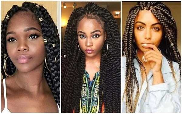 jumbo box braids bun