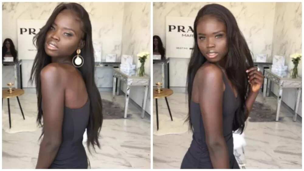 Dark-skinned model