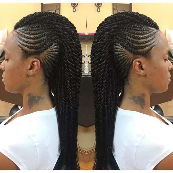 Side Mohawk with cornrow braids