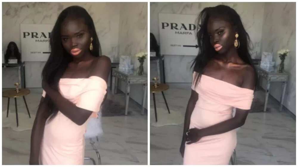 Dark-skinned model