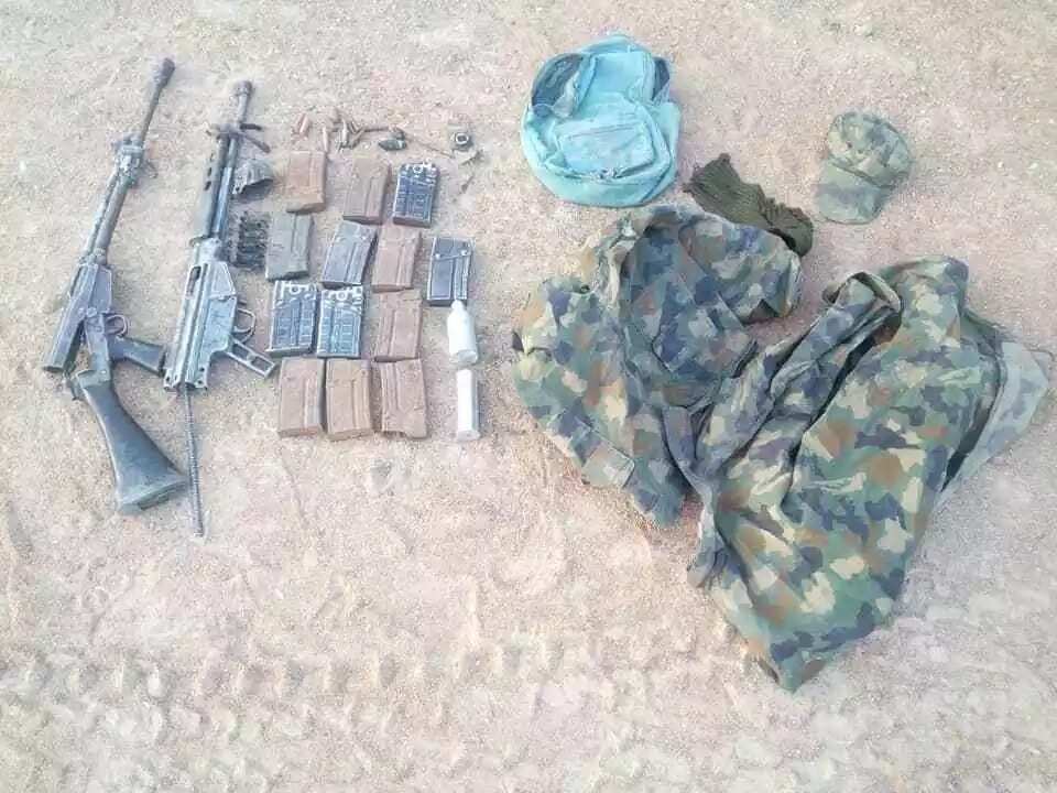 Arms and ammunitions recovered from the terrorists
Source: Facebook, HQ Nigerian Army