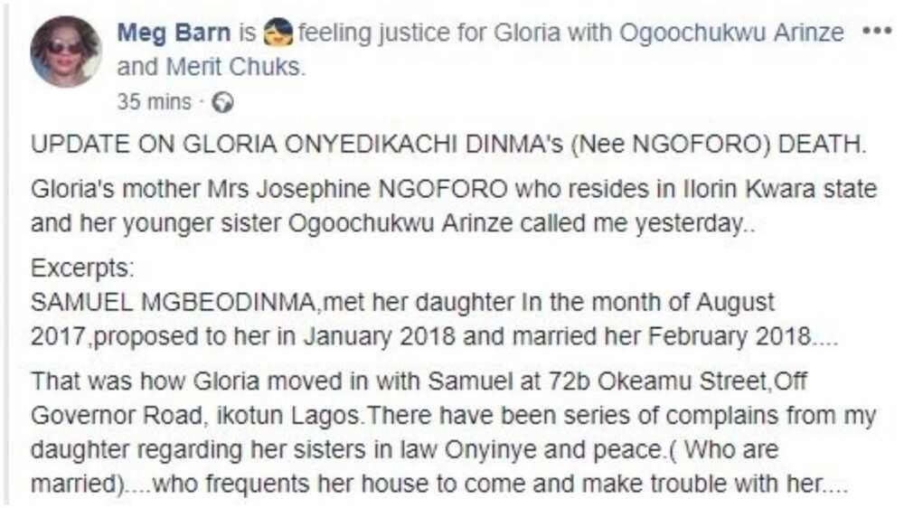 Mother reveals how Gloria Onyedikachi Obinna was harassed by her in-laws before her death