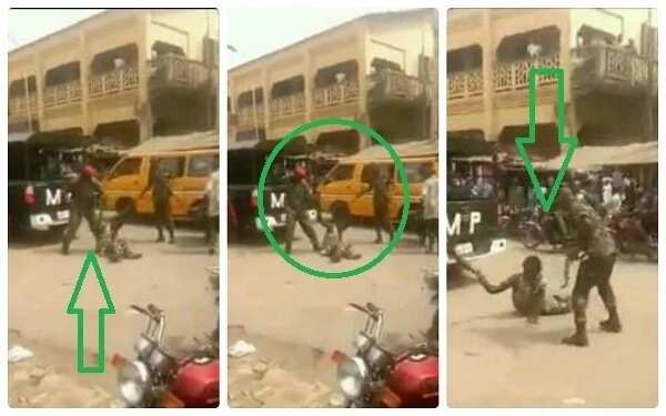 Soldiers threw crippled man's wheelchair away, beat him for wearing a camo, yesterday, at Osha, Onitsha, Anambra