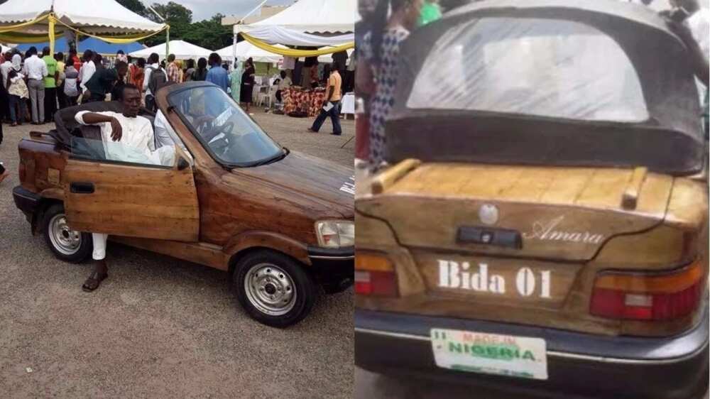 Talented Nigerian man constructs a car from wood (photos)